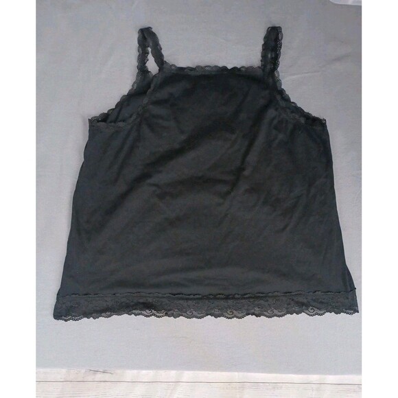 Y2K Woman Within Black Spaghetti Strap Top Sz 30/32 - 3X Cami Lace Trim Hem - Picture 4 of 7